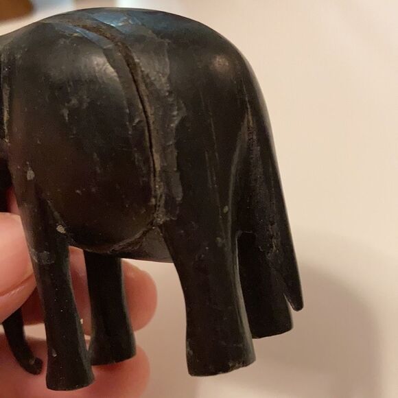 Vintage Artisan Made Hand Carved Africana Kenyan Solid Wood Elephant Pair - Picture 5 of 10